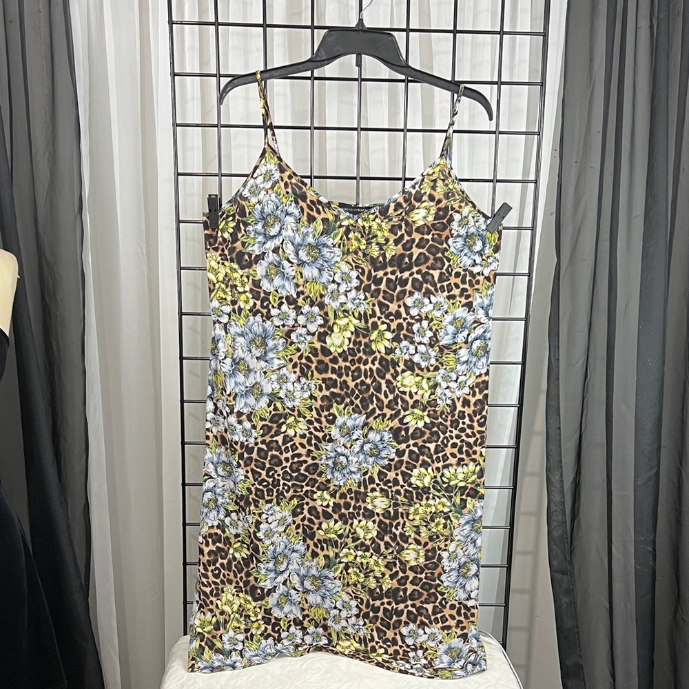 White House Black Market Floral Leopard Slip Dress